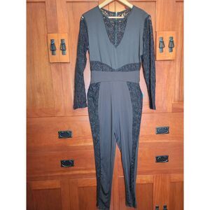 HL Black Full Body Suit w/ Lace and Zippered Back Size Medium